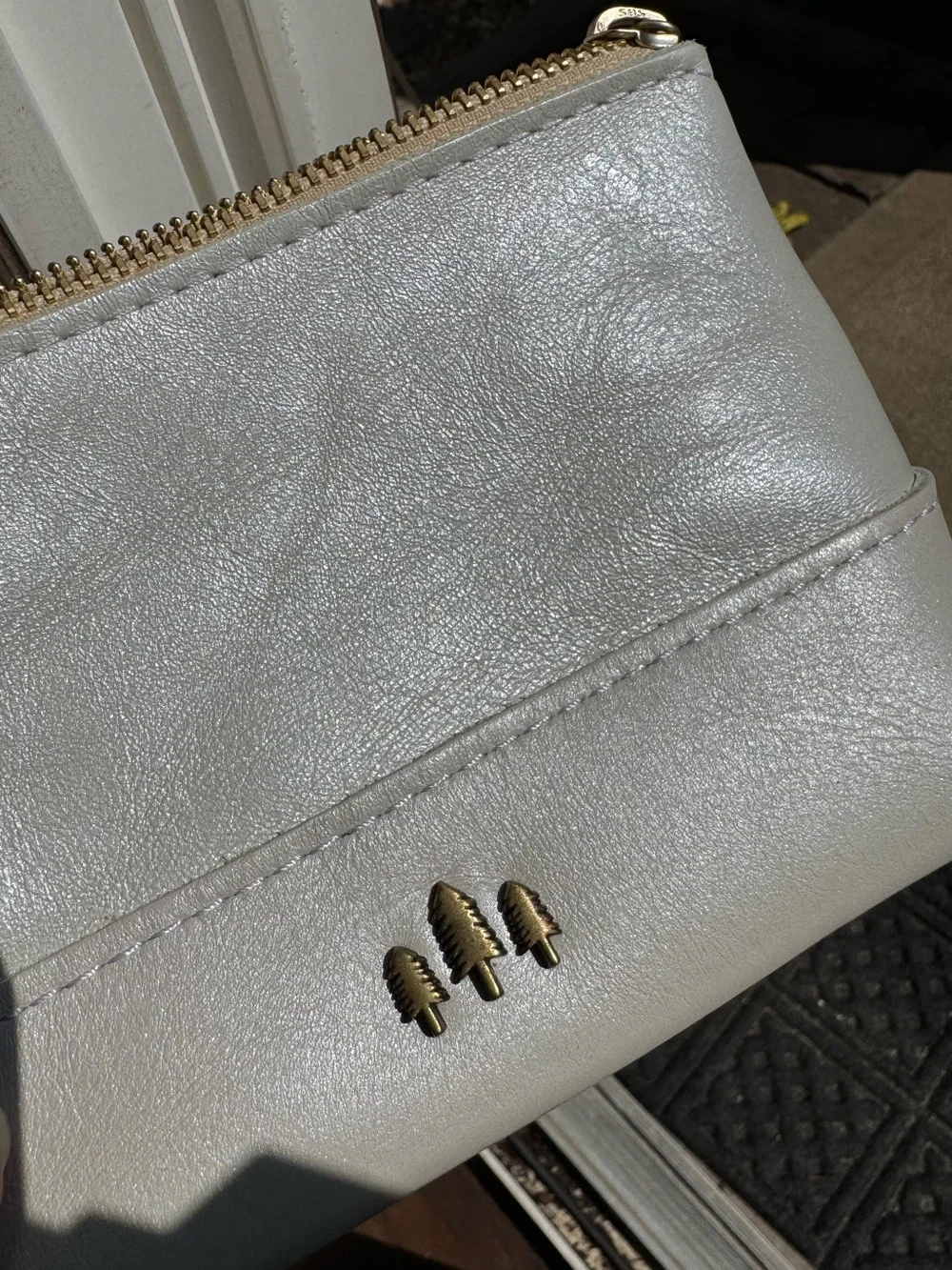 Portland Leather Goods Medium Chelsea Pouch Pearl Tree Stamp Like New